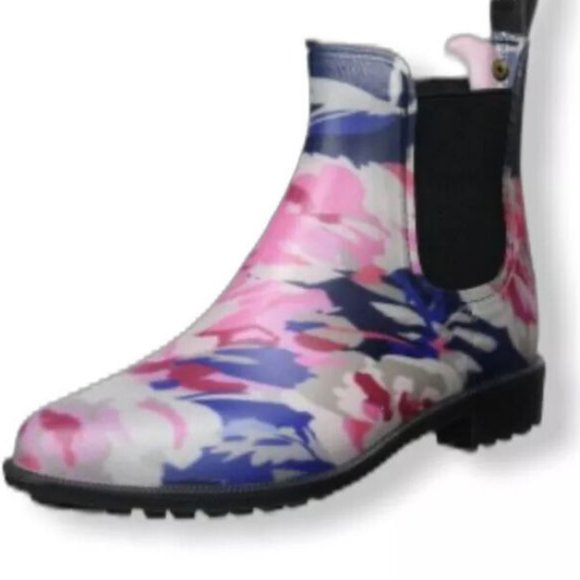 Joules Floral Rockingham Chelsea Rain Boots - Pink/Blue - 8 - Picture 1 of 13